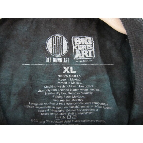 Alice in Wonderland Shirt Mens XL Green Black Tie Dye Big Chris Get Down Art - Picture 4 of 5